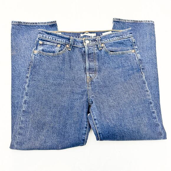 Levi's Wedgie Straight Dark Wash Denim Jeans Button Fly Size 29 x 28 - Picture 4 of 9
